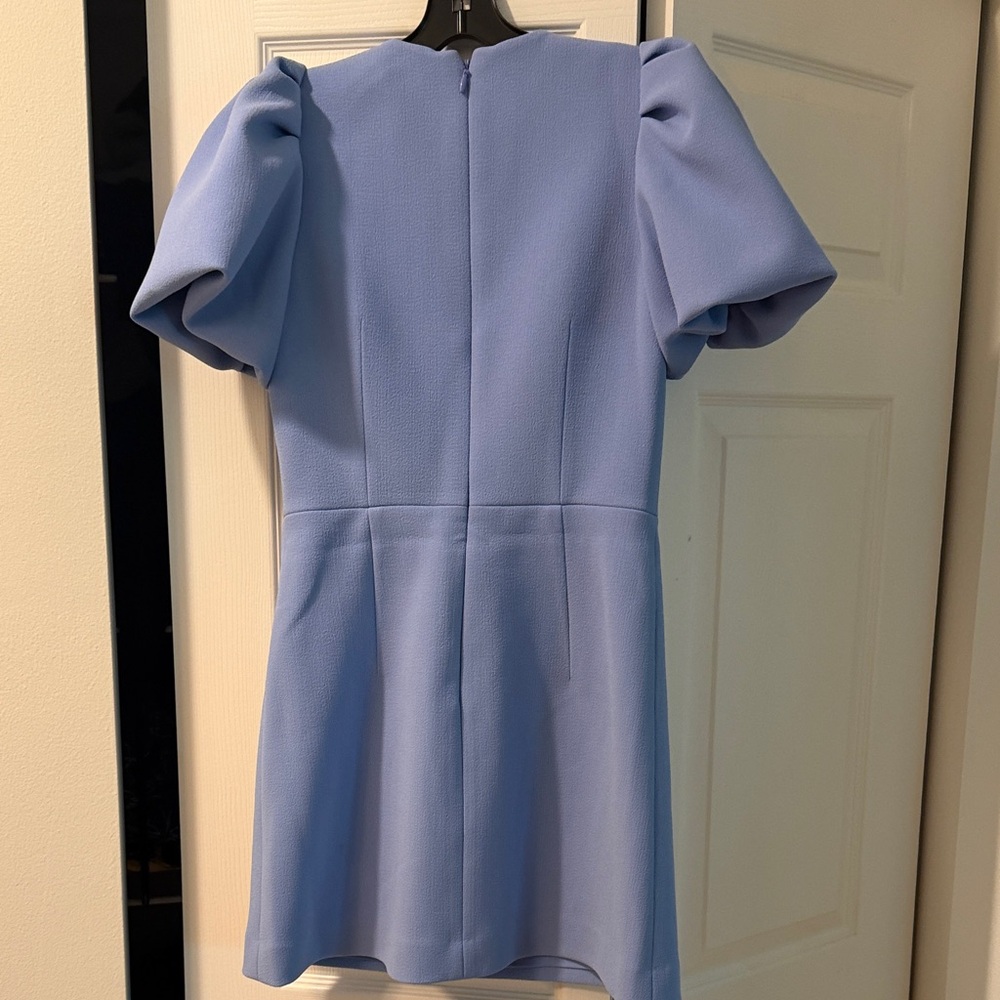 Rebecca Vallance Powder Blue Puff-Sleeve Mini Dress with Crystal Bow Accents - Picture 3 of 3